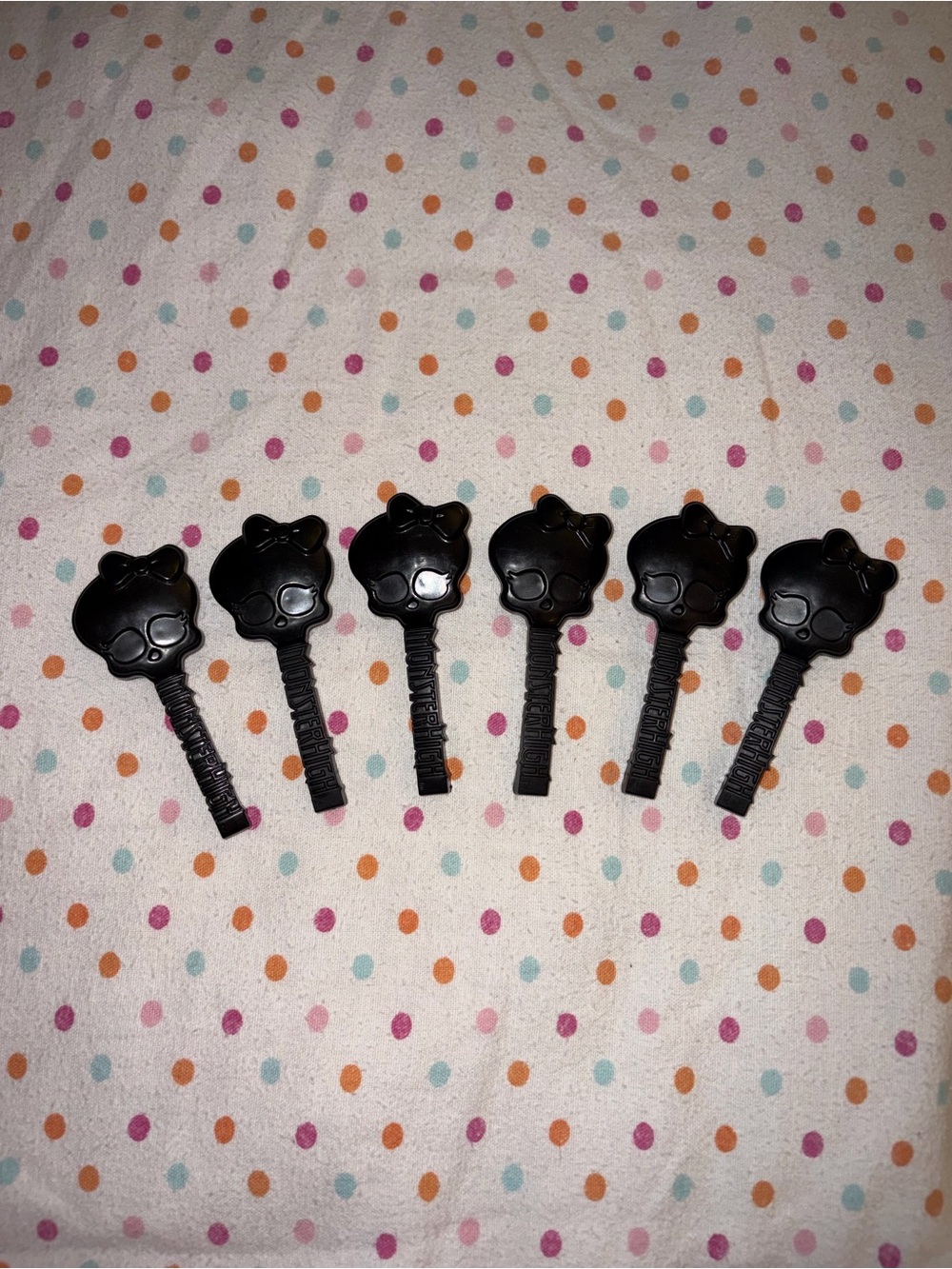 Lot of 6 Monster High Black Skull Doll Combs Mattel G1 Hair Brushes Accessories